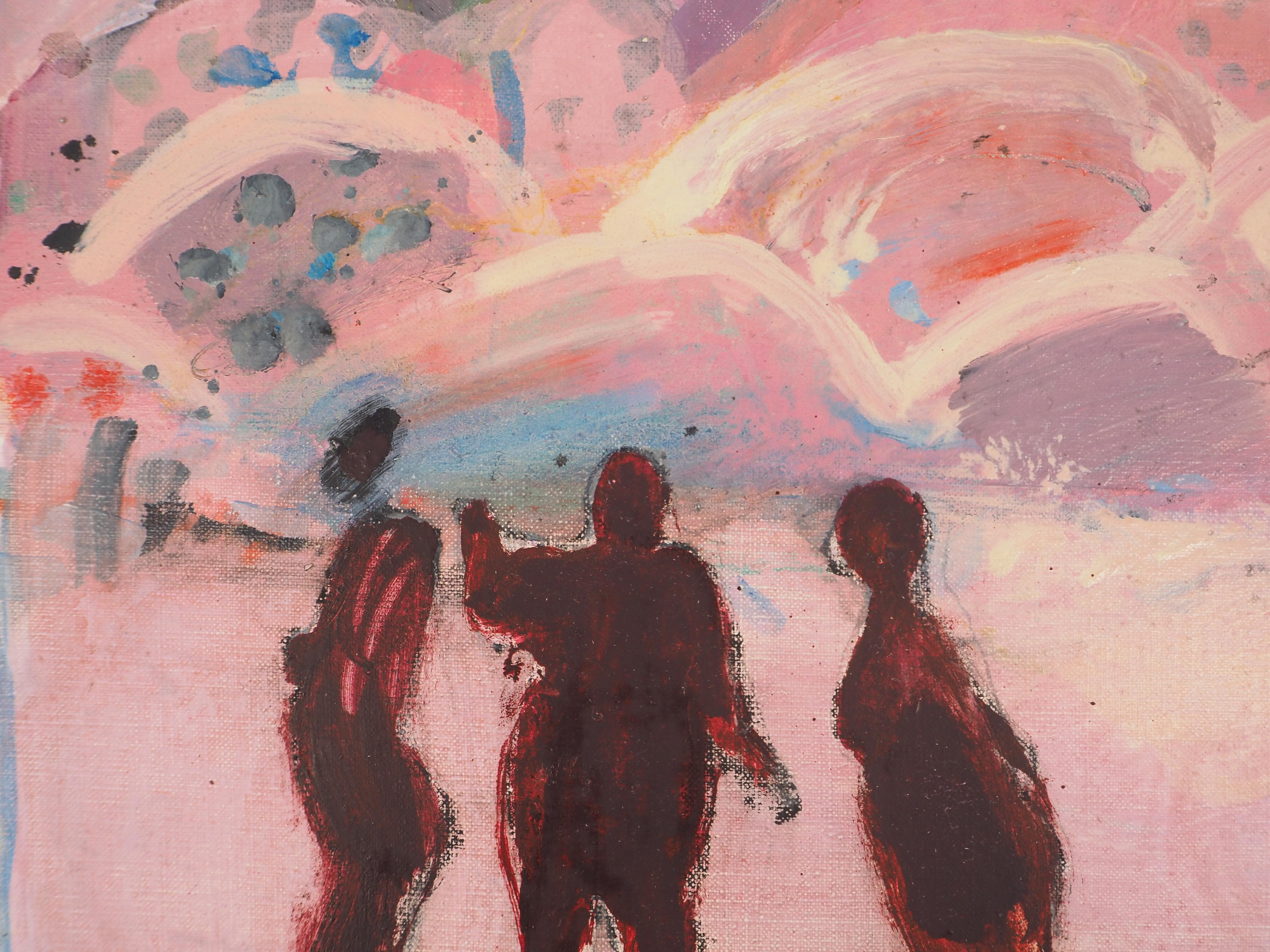 Figures in a Fauvist Landscape - Original Oil on Canvas, SIGNED For Sale 3