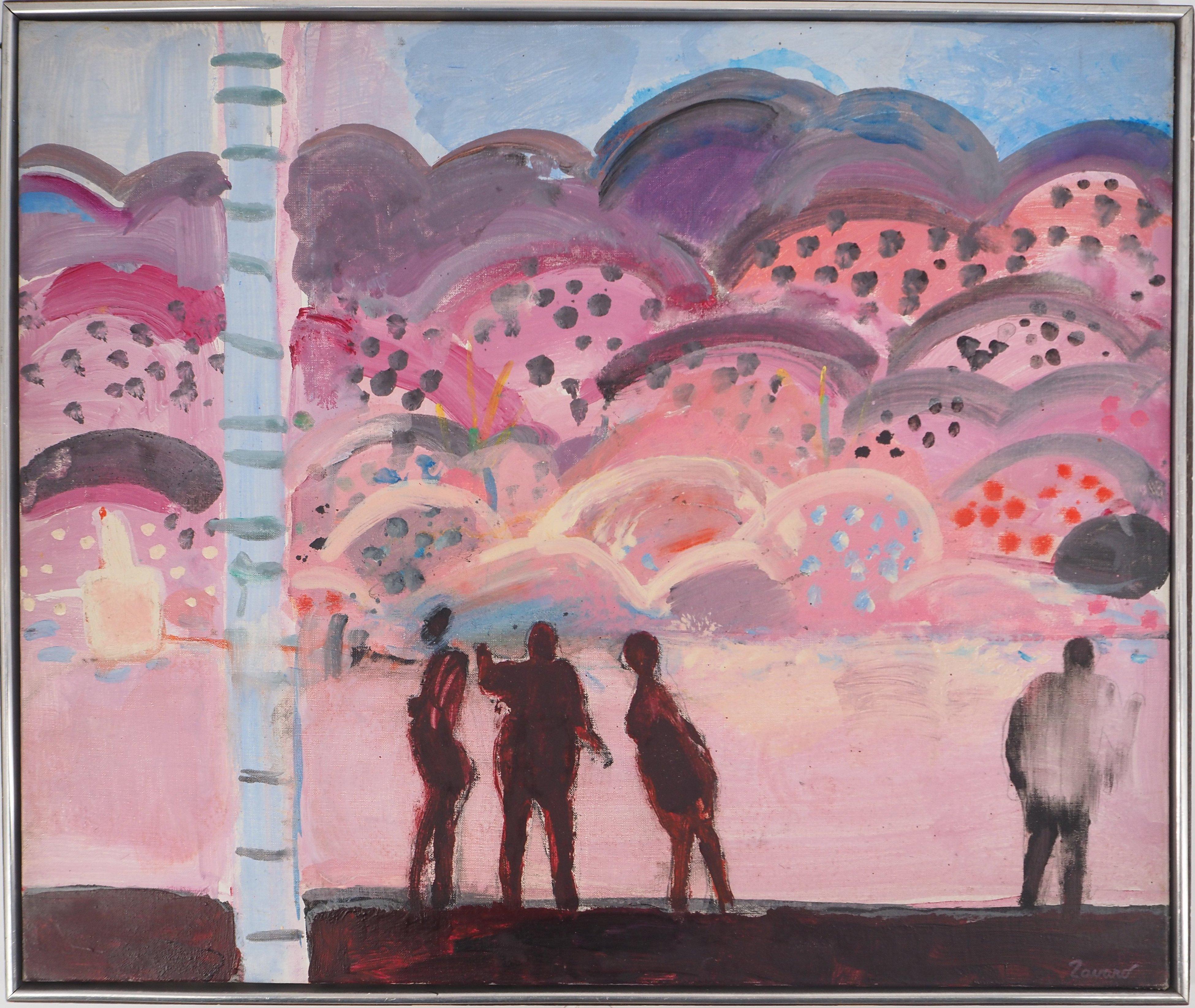 Figures in a Fauvist Landscape - Original Oil on Canvas, SIGNED