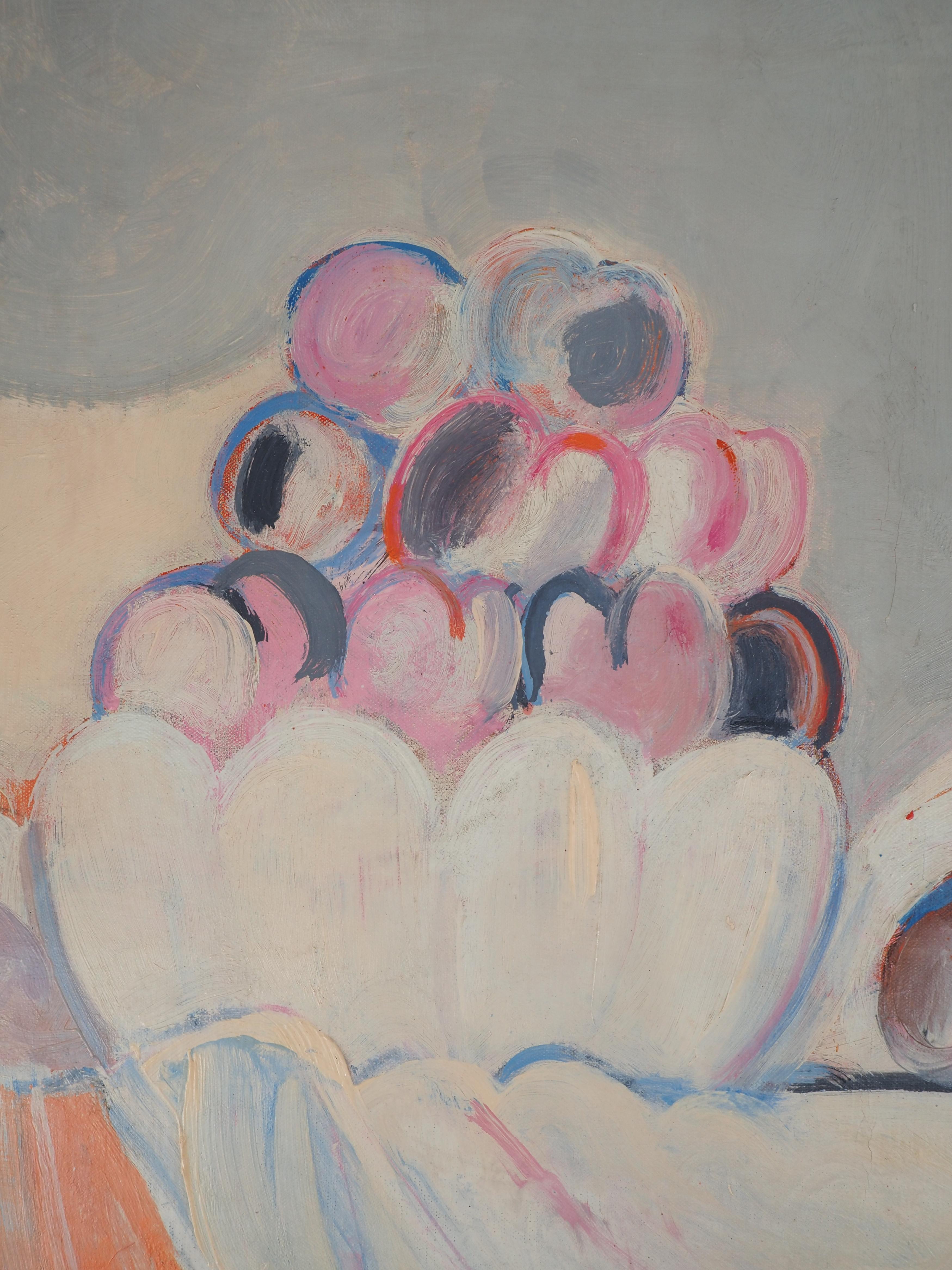 Albert ZAVARO (1925-)
Post Impressionism : Still Life with Fruit, c. 1965

Oil on canvas
Signed lower center
On canvas 60 x 73 cm (c. 24 x 29 in)

PROVENANCE: Galerie Framond, Paris, inventory number #2005

Very good condition