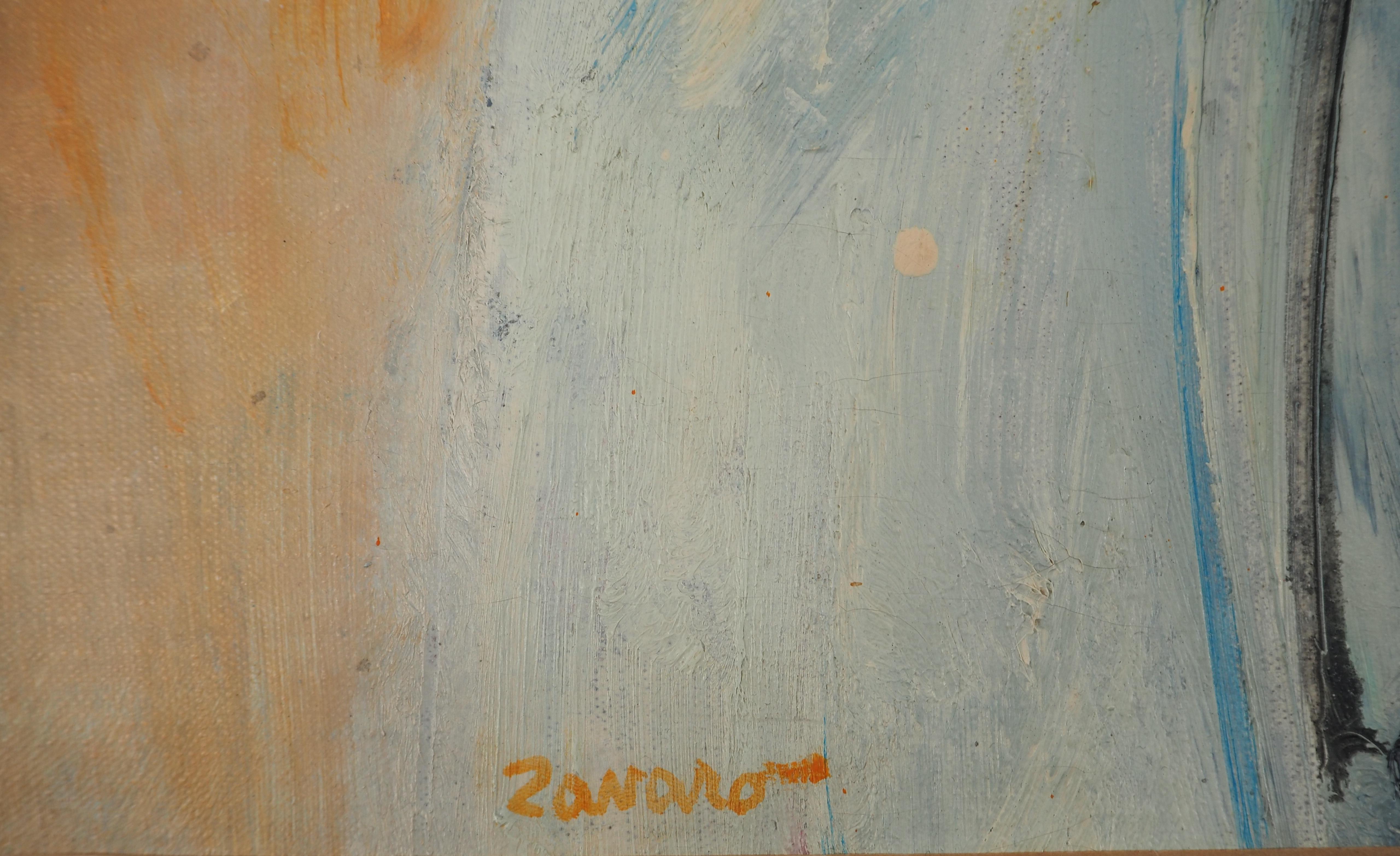 Mesa con ramos de flores - Óleo original sobre lienzo, FIRMADO - Painting de Albert Zavaro