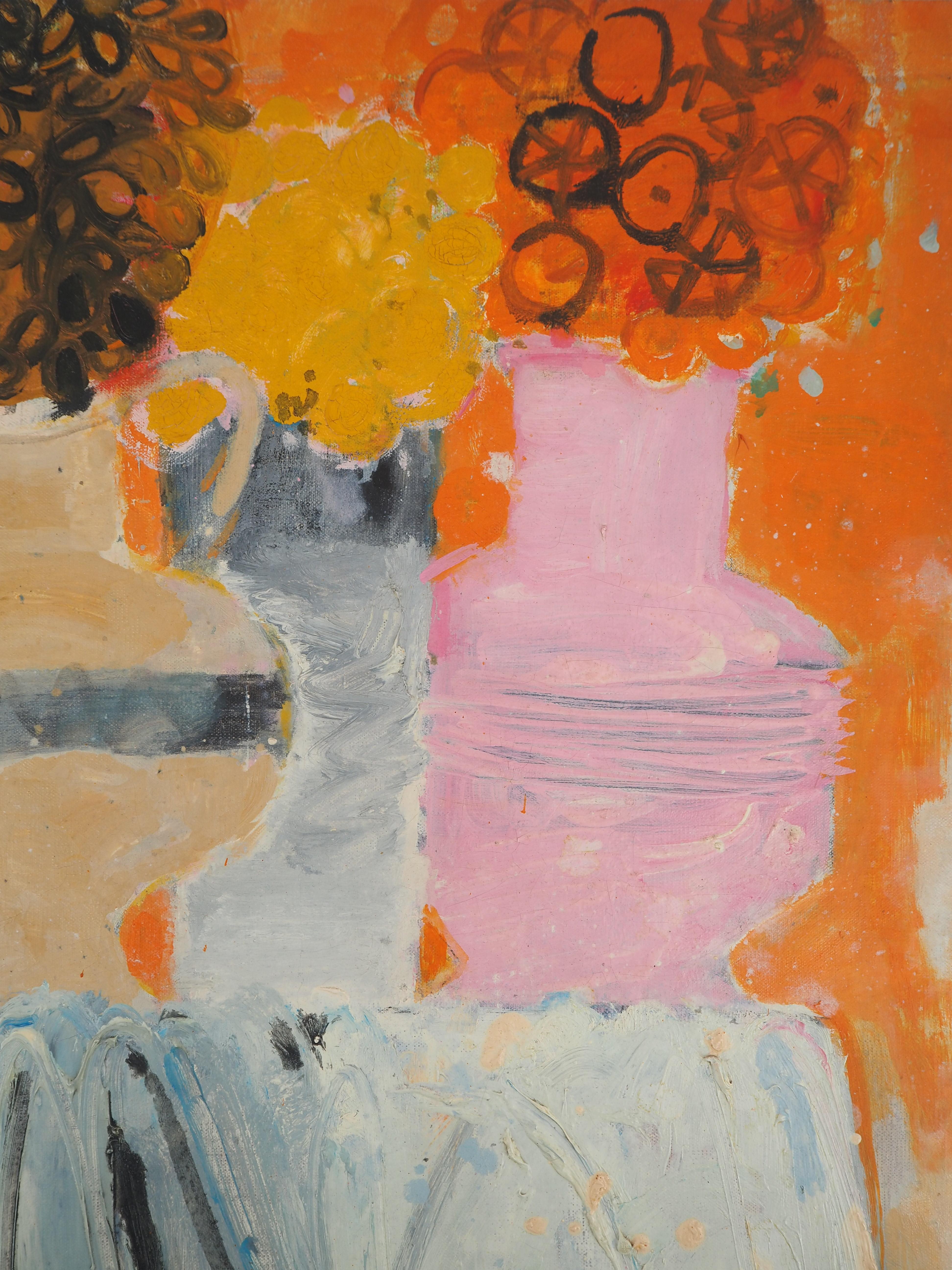 Albert ZAVARO (1925-)
Mesa con ramos de flores, c. 1965

Óleo sobre lienzo
Firmado esquina inferior derecha
Sobre lienzo 60 x 60 cm (c. 24 x 24 pulg.)

PROCEDENCIA: Galería Framond, París, número de inventario 1234

Muy buen estado