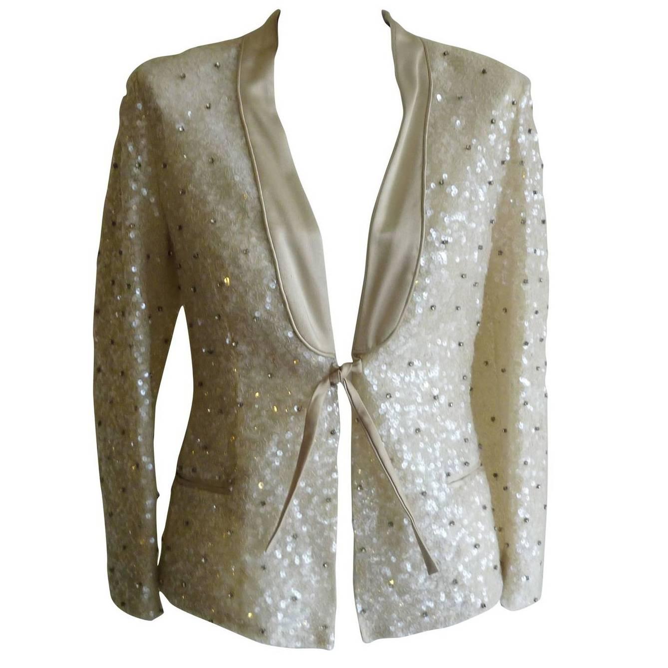 Superb Alberta Ferretti Beaded Tuxedo Jacket 