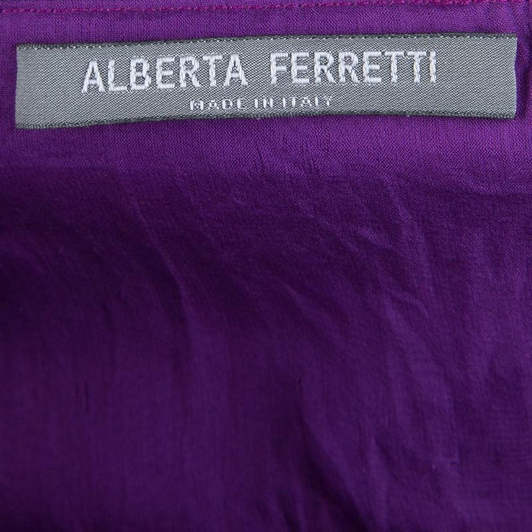 Alberta Feretti Purple Pleated Silk Sleeveless Gown M For Sale at 1stDibs