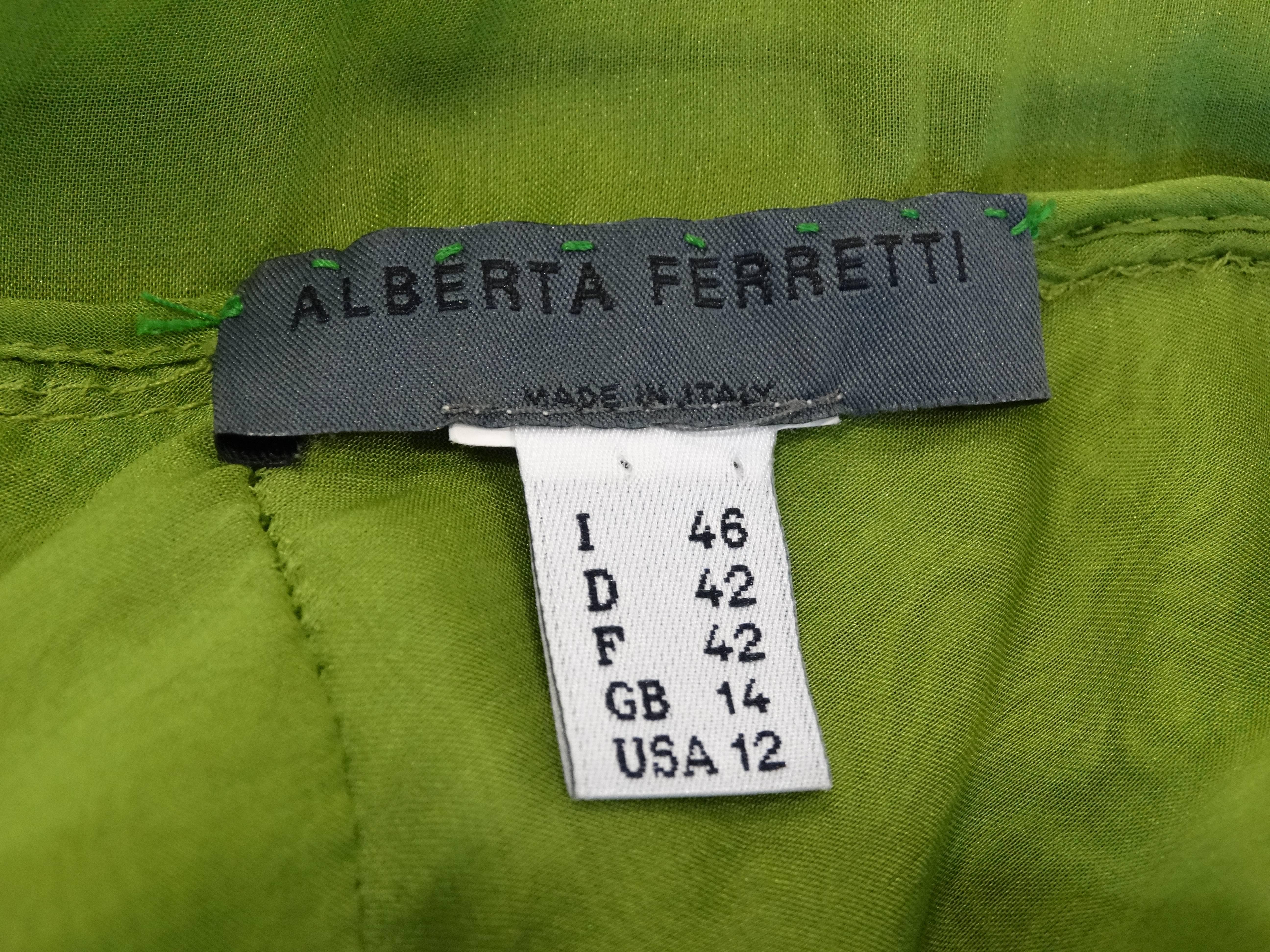 Alberta Ferreti Draped Green Chiffon Sash Dress 4