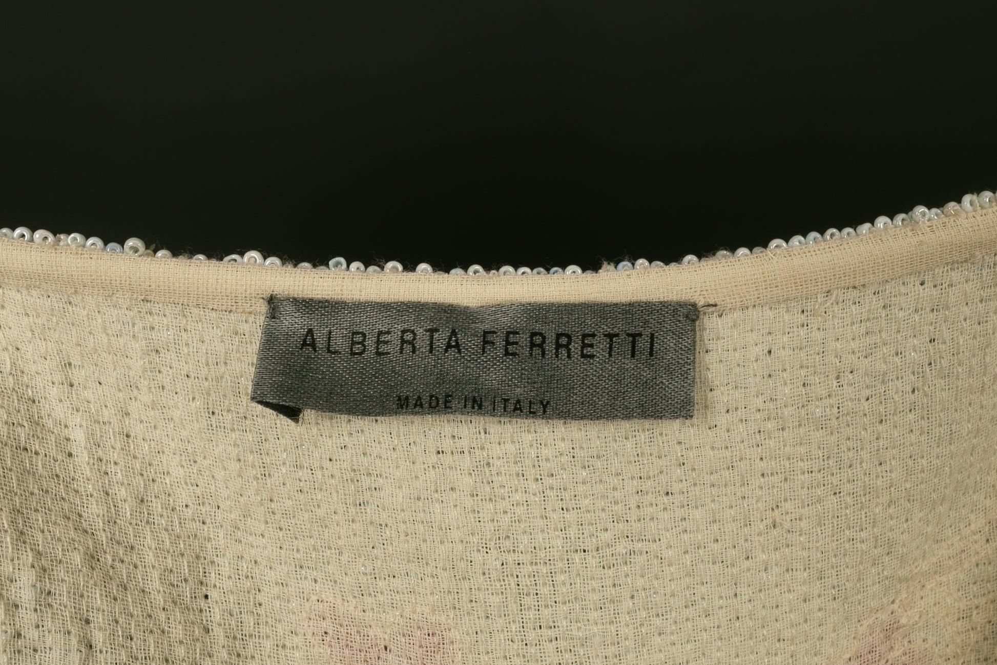 Alberta Ferreti Top with Light Blue and Pink Pearls For Sale 3