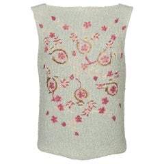 Top Alberta Ferreti con perle azzurre e rosa