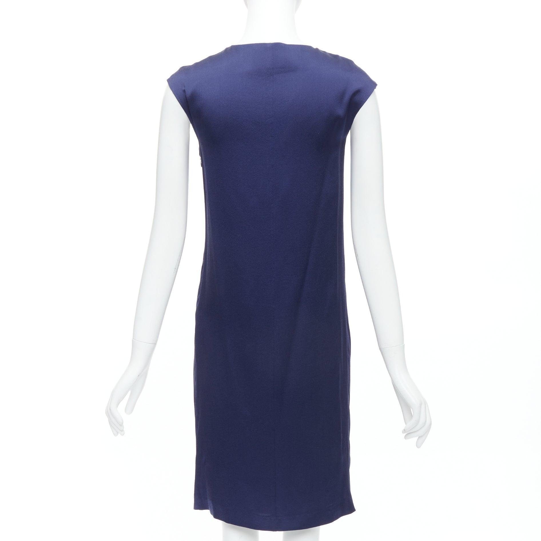 Women's ALBERTA FERRETTI 100% silk navy bow detail cap sleeve V neck dress IT38 XS For Sale