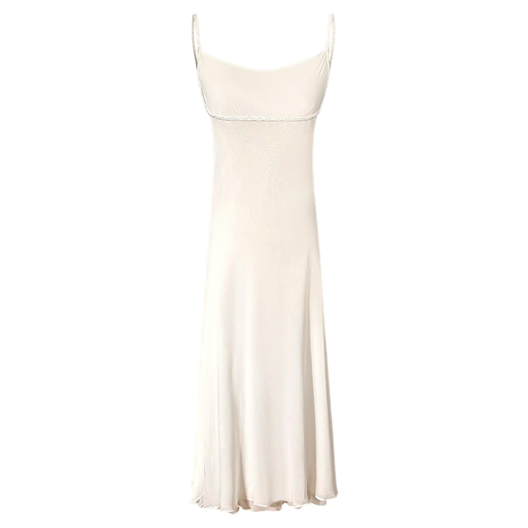 Alberta Ferretti 1990s Ivory Silk Slip Dress For Sale
