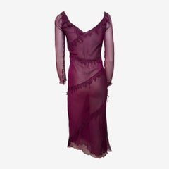 Alberta Ferretti 1990s Purple Sheer Silk Long-Sleeve Midi Dress
