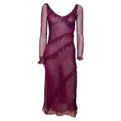 Alberta Ferretti 1990s Purple Sheer Silk Long-Sleeve Midi Dress