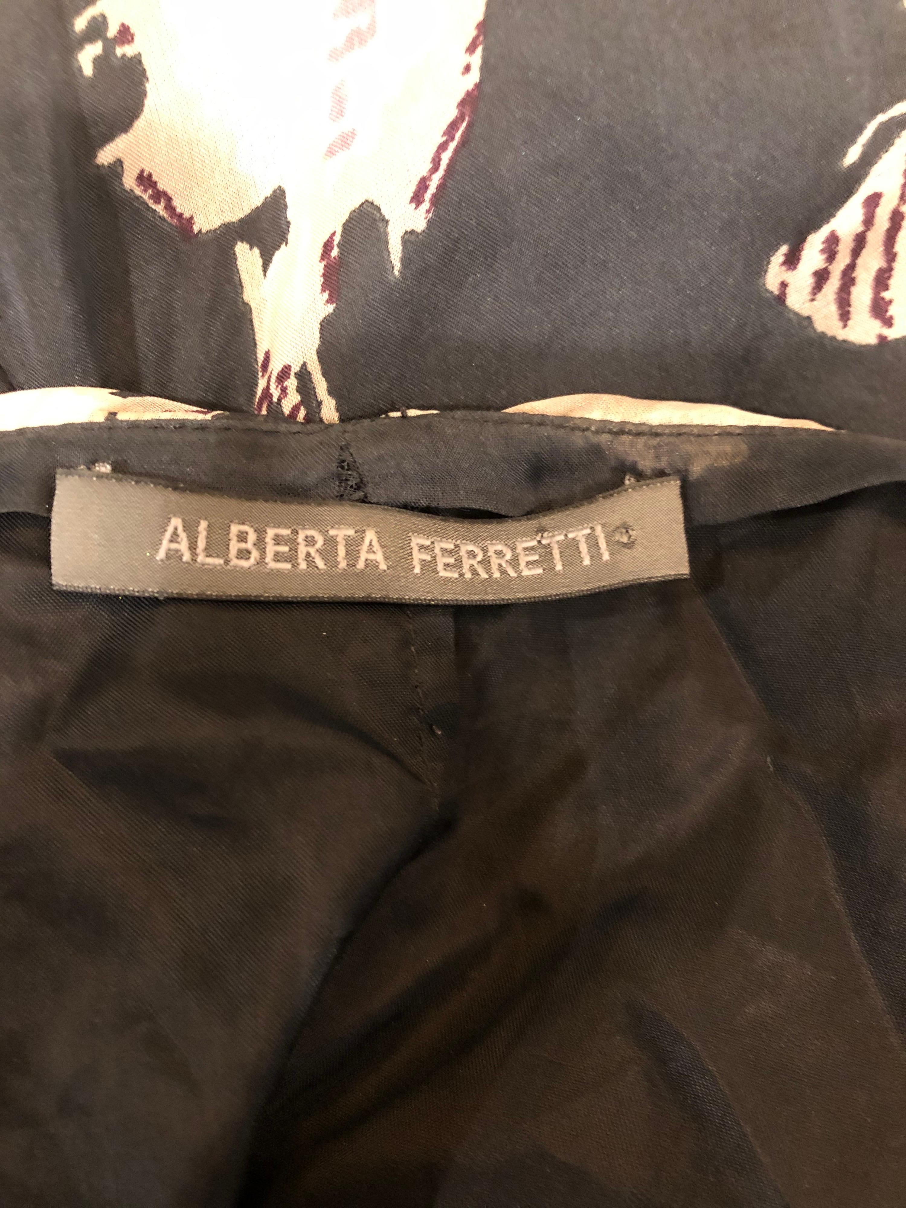 Alberta Ferretti bedruckte Vintage-Bluse mit Kapuzenärmeln aus Seidenchiffon, Größe 4, 1990er Jahre (Schwarz) im Angebot