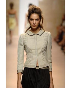 Spring/Summer 2006 Alberta Ferretti Olive Green Cotton & Silk Skirt Suit