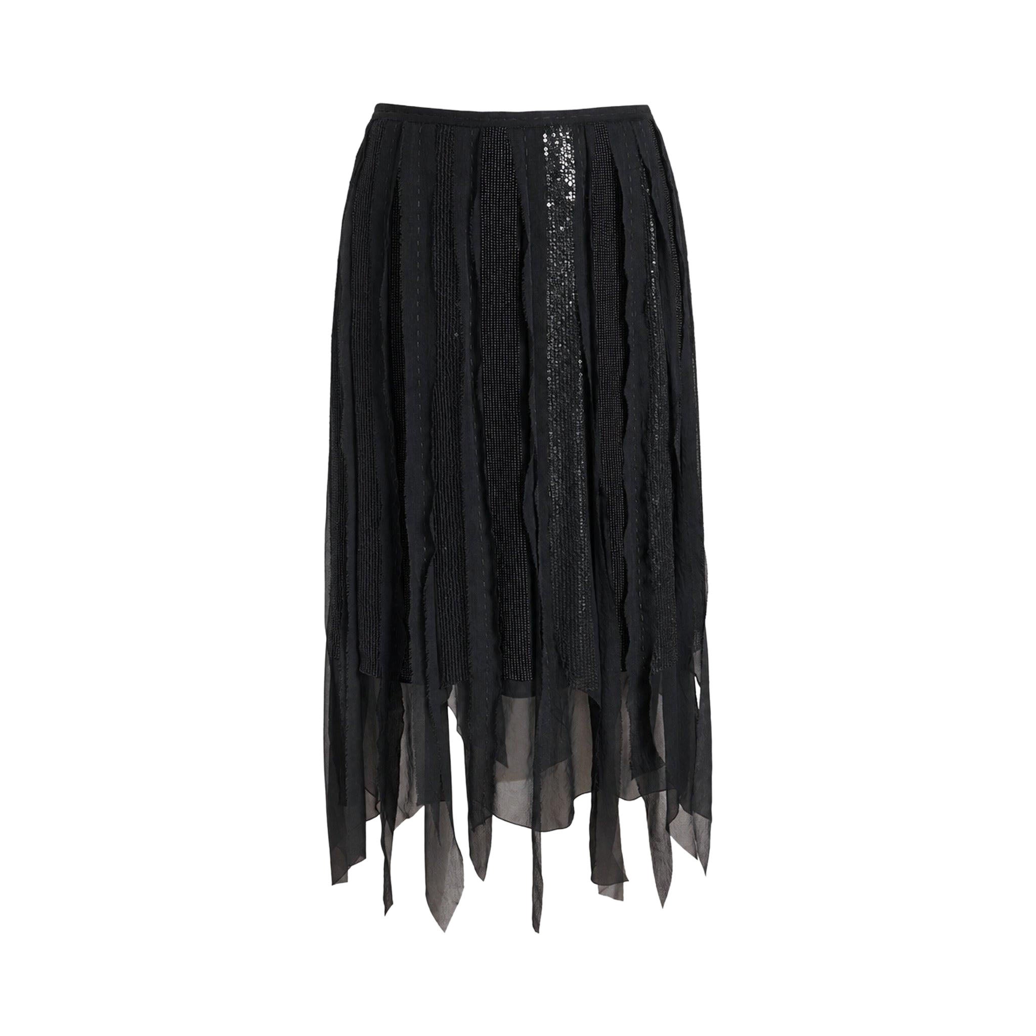 Alberta Ferretti  2000er Schwarzer Rock mit Perlen