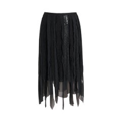 Alberta Ferretti  2000er Schwarzer Rock mit Perlen