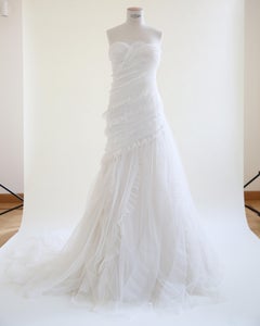 Alberta Ferretti 2011 strapless ivory white ruffled tulle wedding gown dress XS