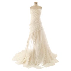 Alberta Ferretti 2011 strapless ivory white ruffled tulle wedding gown dress XS