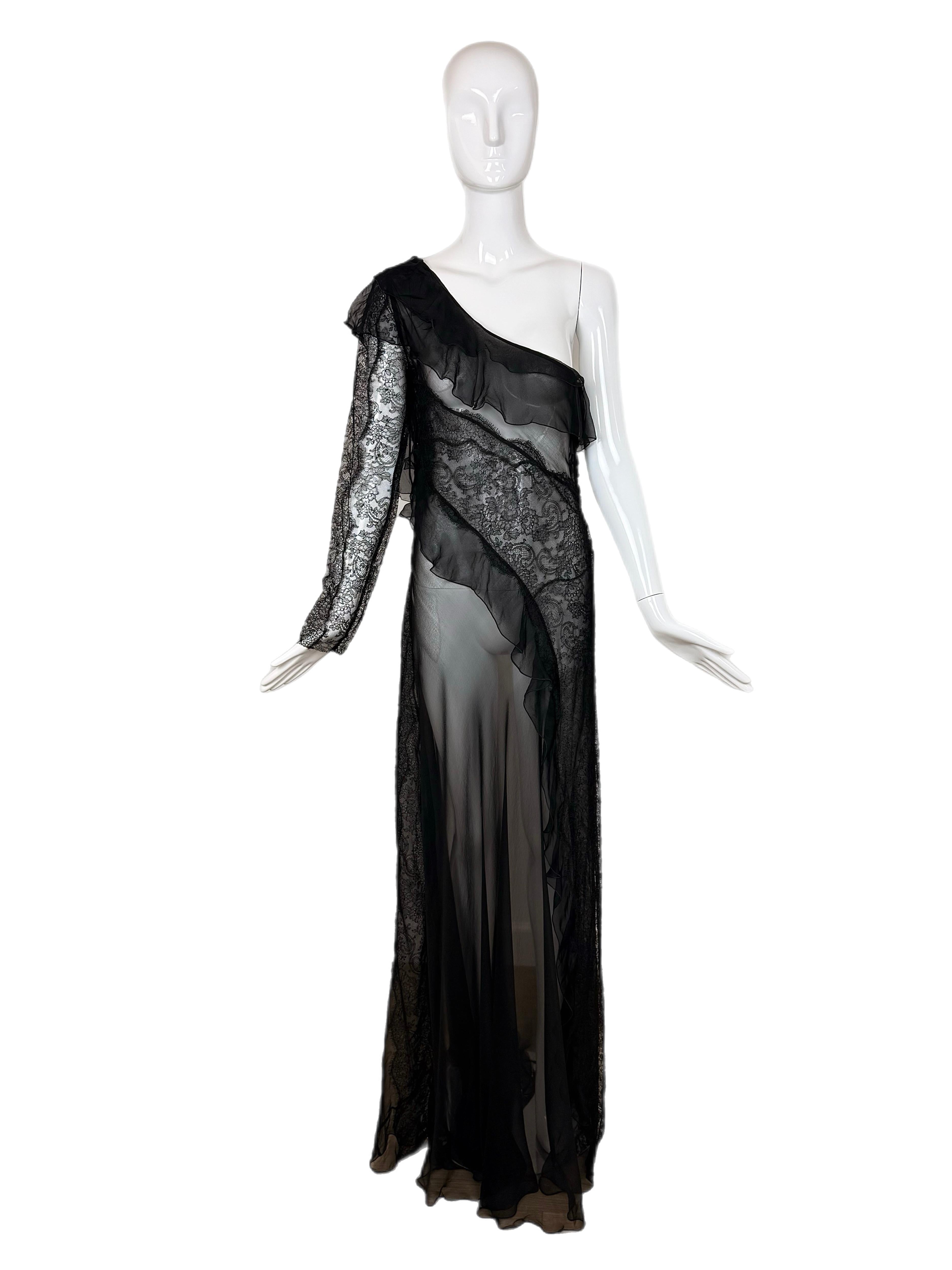 Alberta Ferretti
SS13
Runway
Vintage
100% sheer black silk
Size IT44
Excellent Condition, no flaws

Final Sale