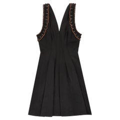 Alberta Ferretti Bead-Embellished Cotton & Silk A-Line Dress
