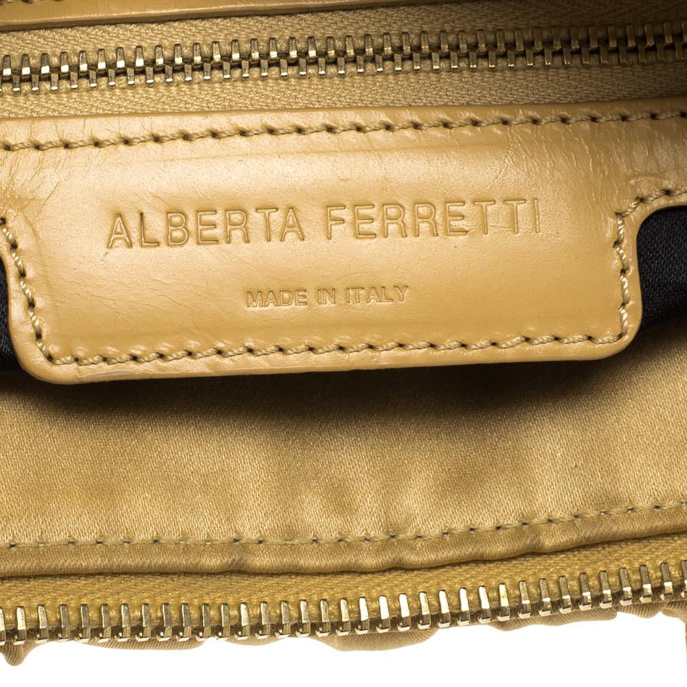 Alberta Ferretti Beige Net and Satin Tote For Sale 3