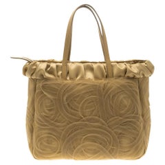 Alberta Ferretti Beigefarbene Tote aus Netz und Satin