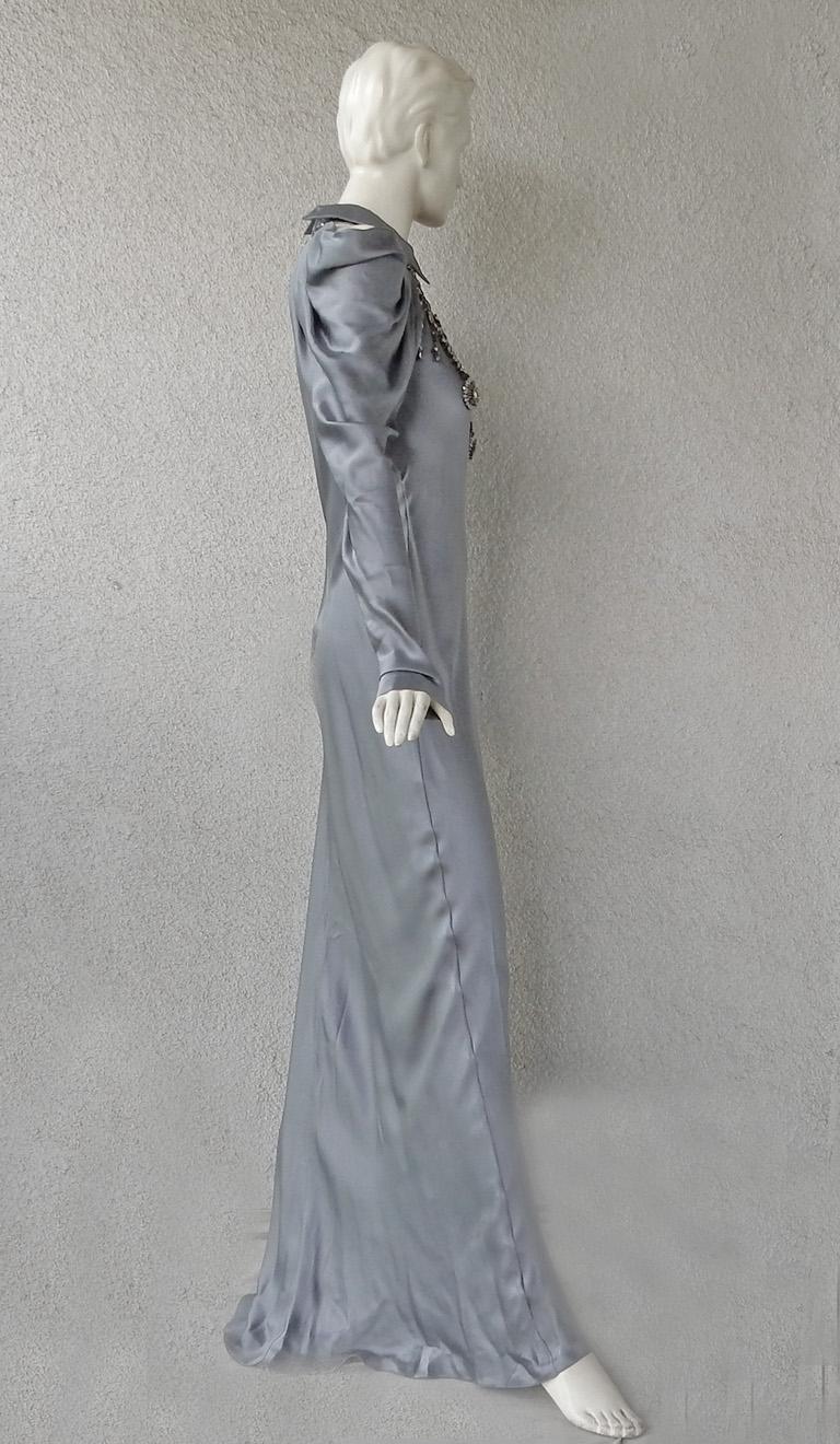 Women's Alberta Ferretti Bias Cut Silk Dress with Jewel Décolleté  For Sale
