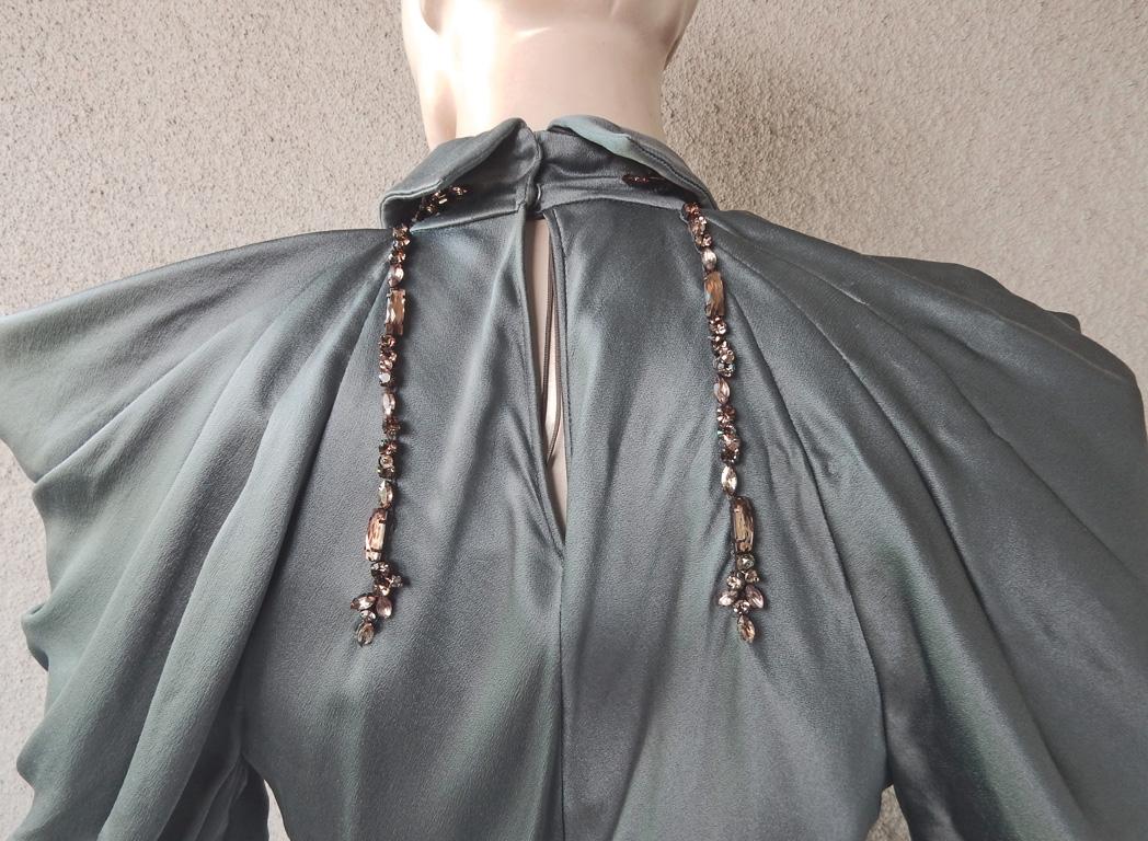 Alberta Ferretti Bias Cut Silk Dress with Jewel Décolleté  For Sale 2
