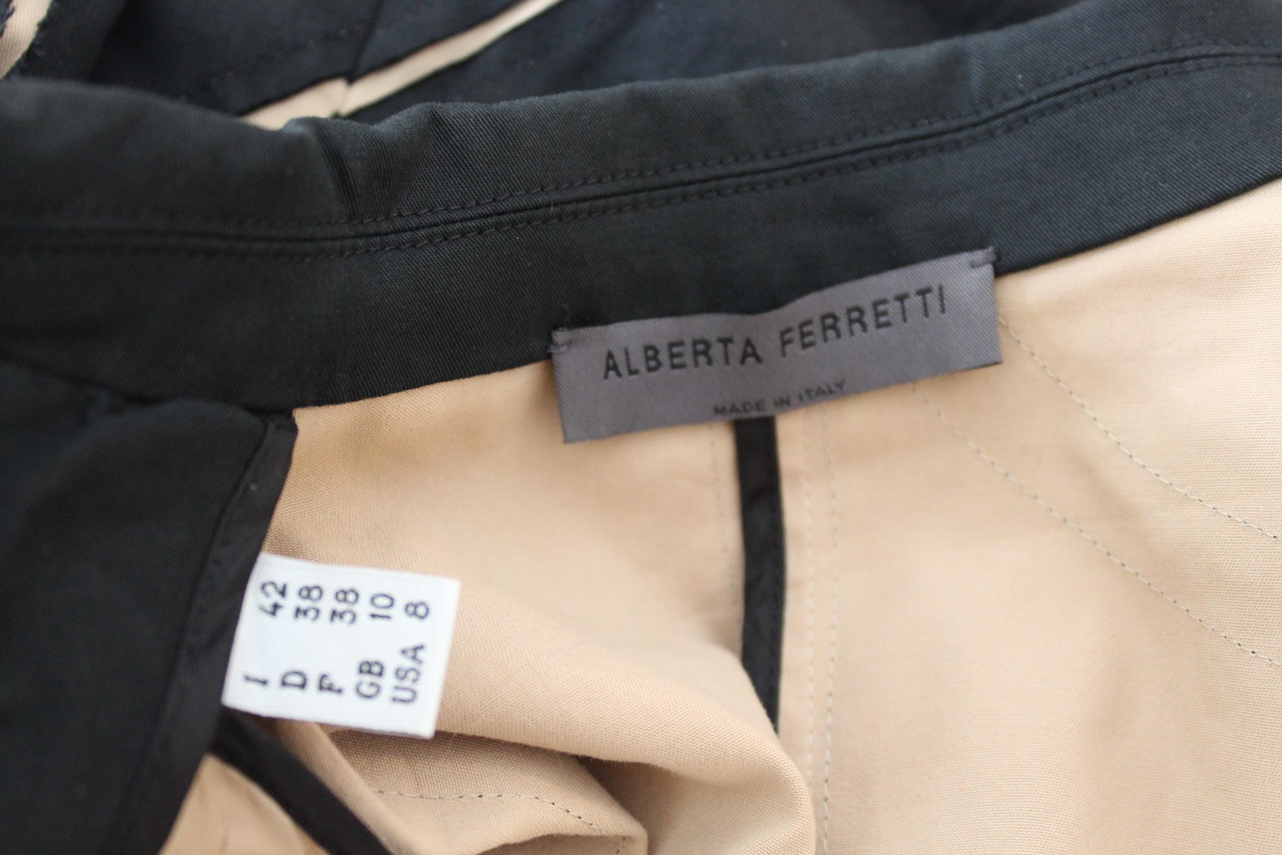 Alberta Ferretti Black Beige Cut Laser Stripes Blazer Jacket 2000s 3
