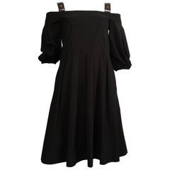 Alberta Ferretti Black Cotton Casual Dress with Pockets is Size 4.