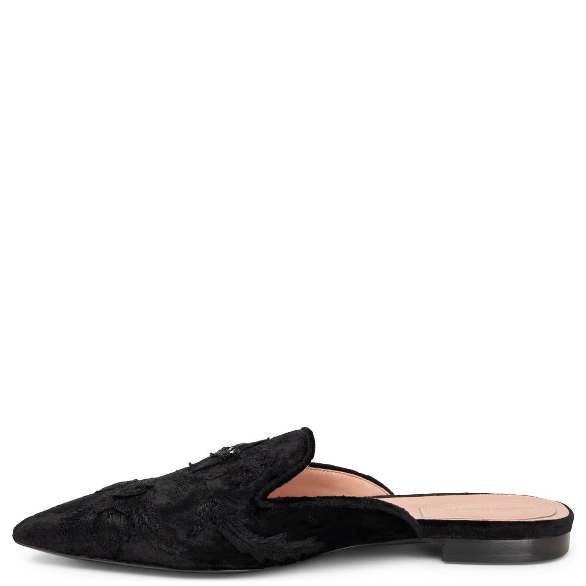 velvet embroidered mules