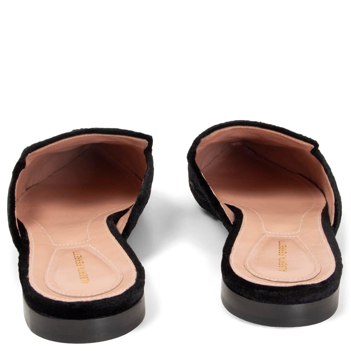 black embroidered flats