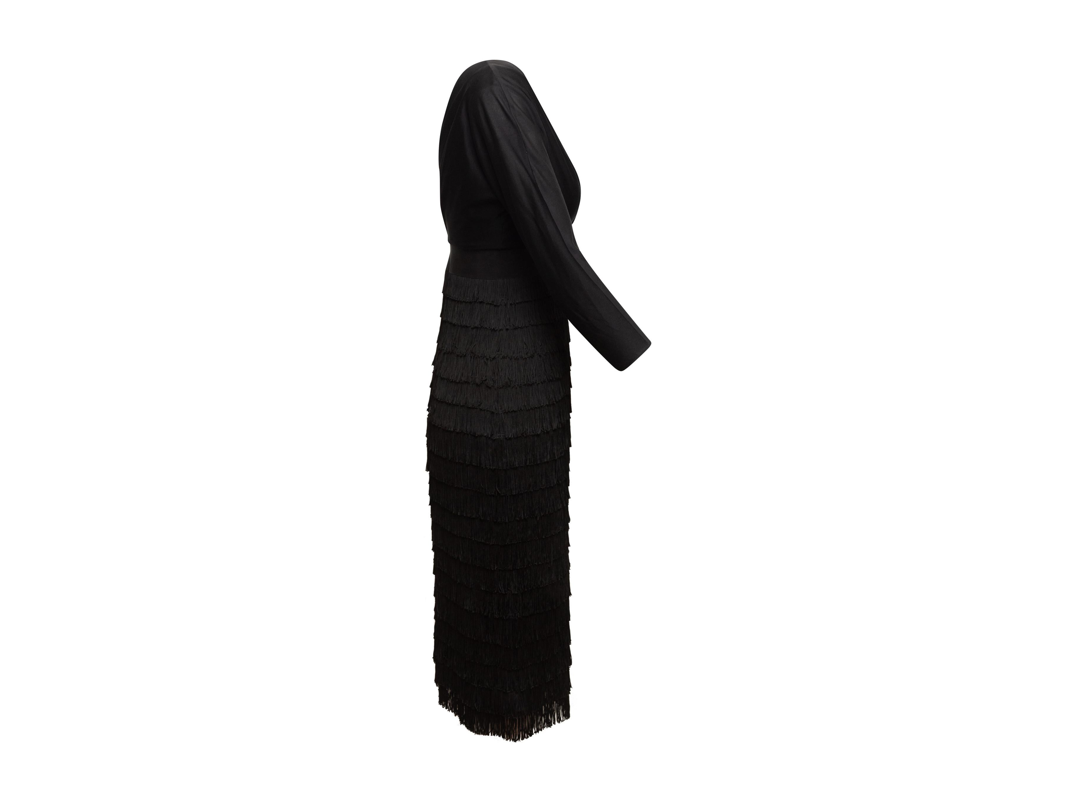 Alberta Ferretti Black Fringe Dress In Good Condition In New York, NY
