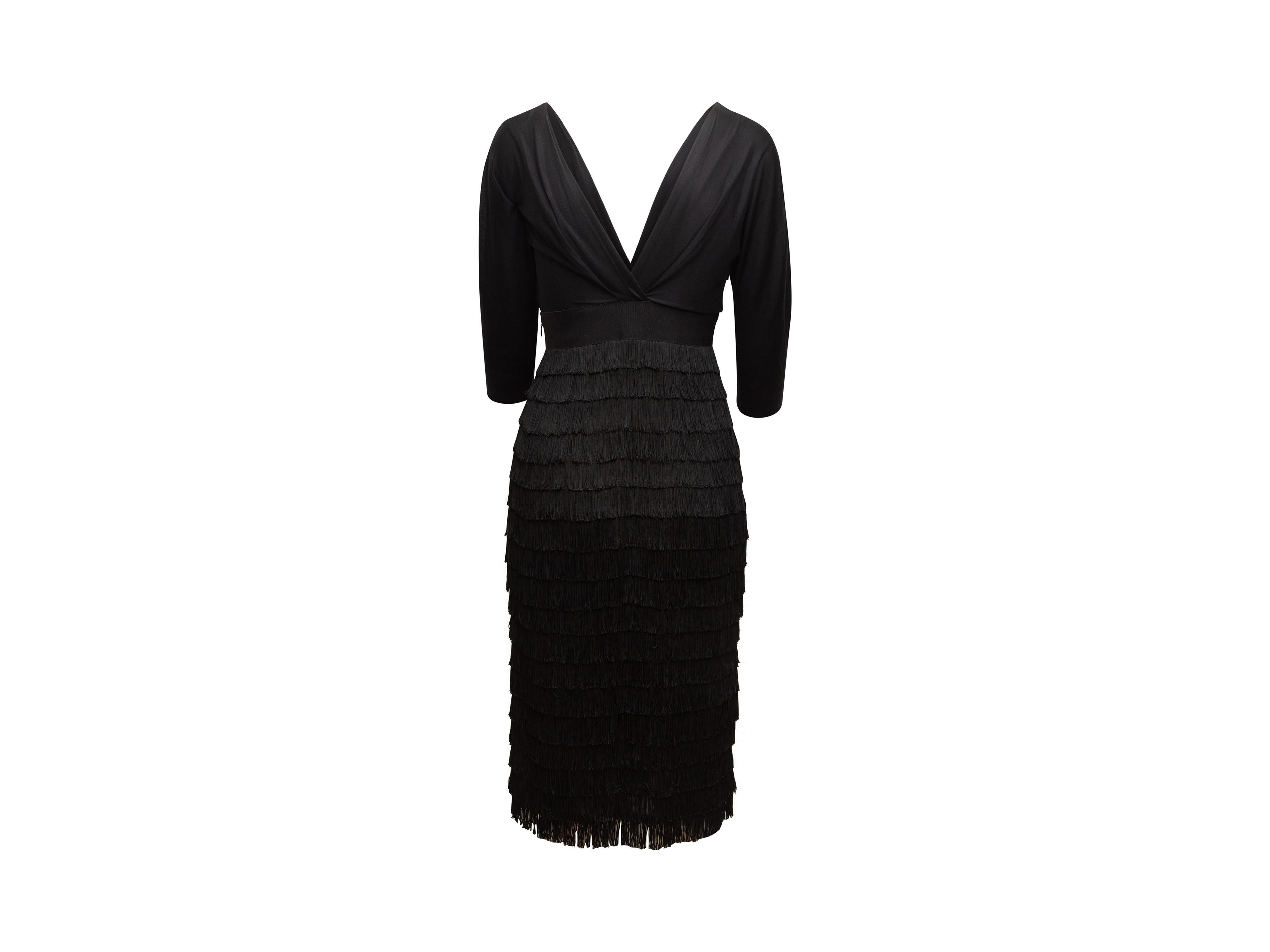 Women's Alberta Ferretti Black Fringe Dress