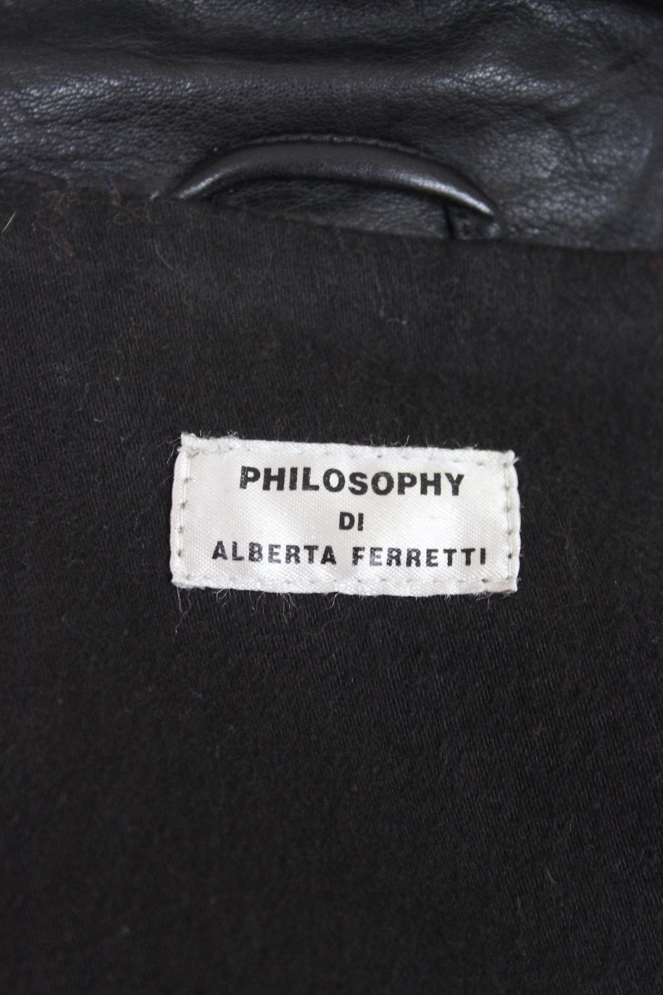 Alberta Ferretti Black Leather Vintage Chiodo Jacket '90s For Sale 2