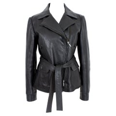 Alberta Ferretti Black Leather Retro Chiodo Jacket '90s
