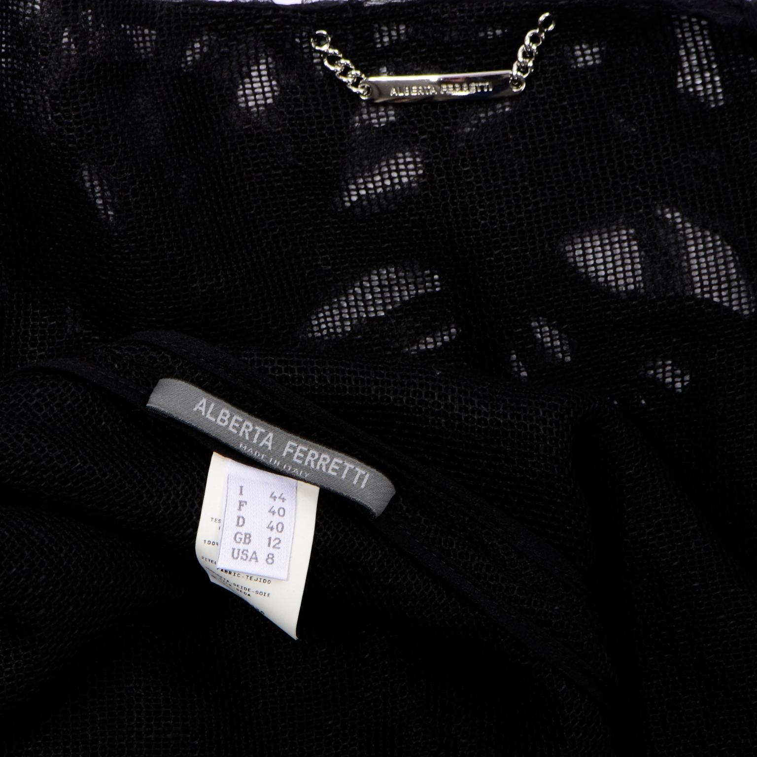 Alberta Ferretti Black Linen and Silk Jacket Top W Soutache Style Detail & Mesh 6