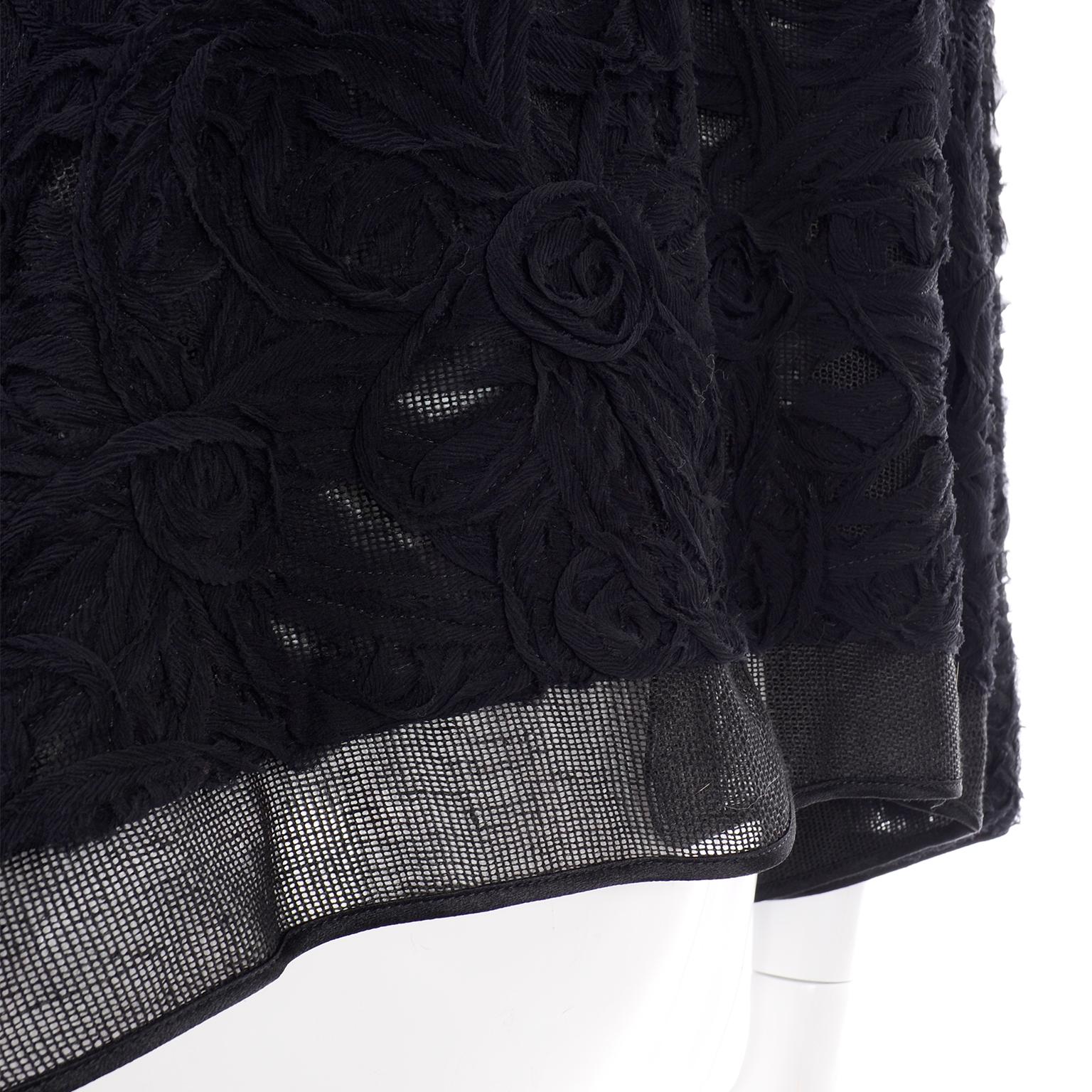 Alberta Ferretti Black Linen and Silk Jacket Top W Soutache Style Detail & Mesh 3