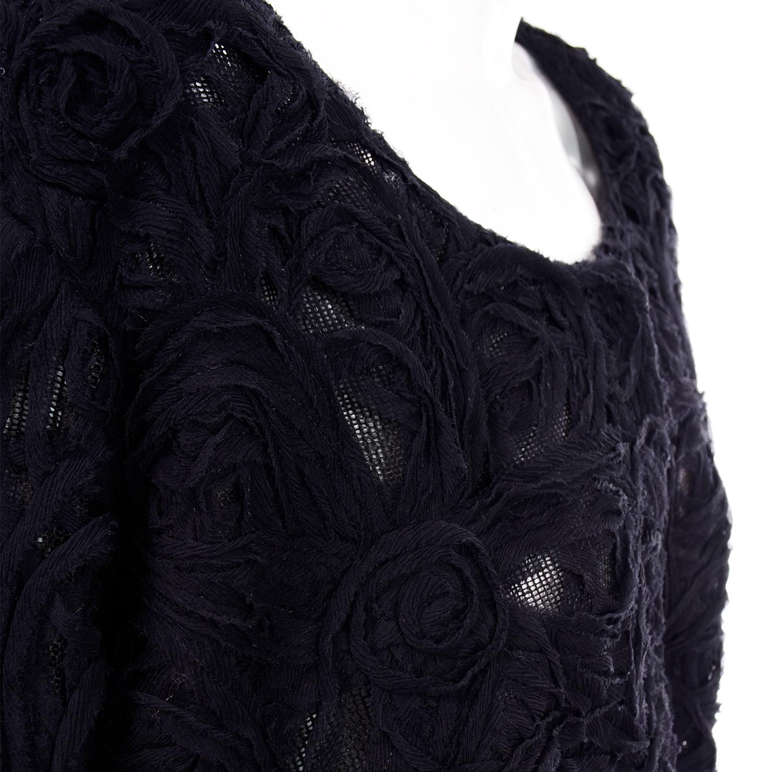 Alberta Ferretti Black Linen and Silk Jacket Top W Soutache Style Detail & Mesh 4