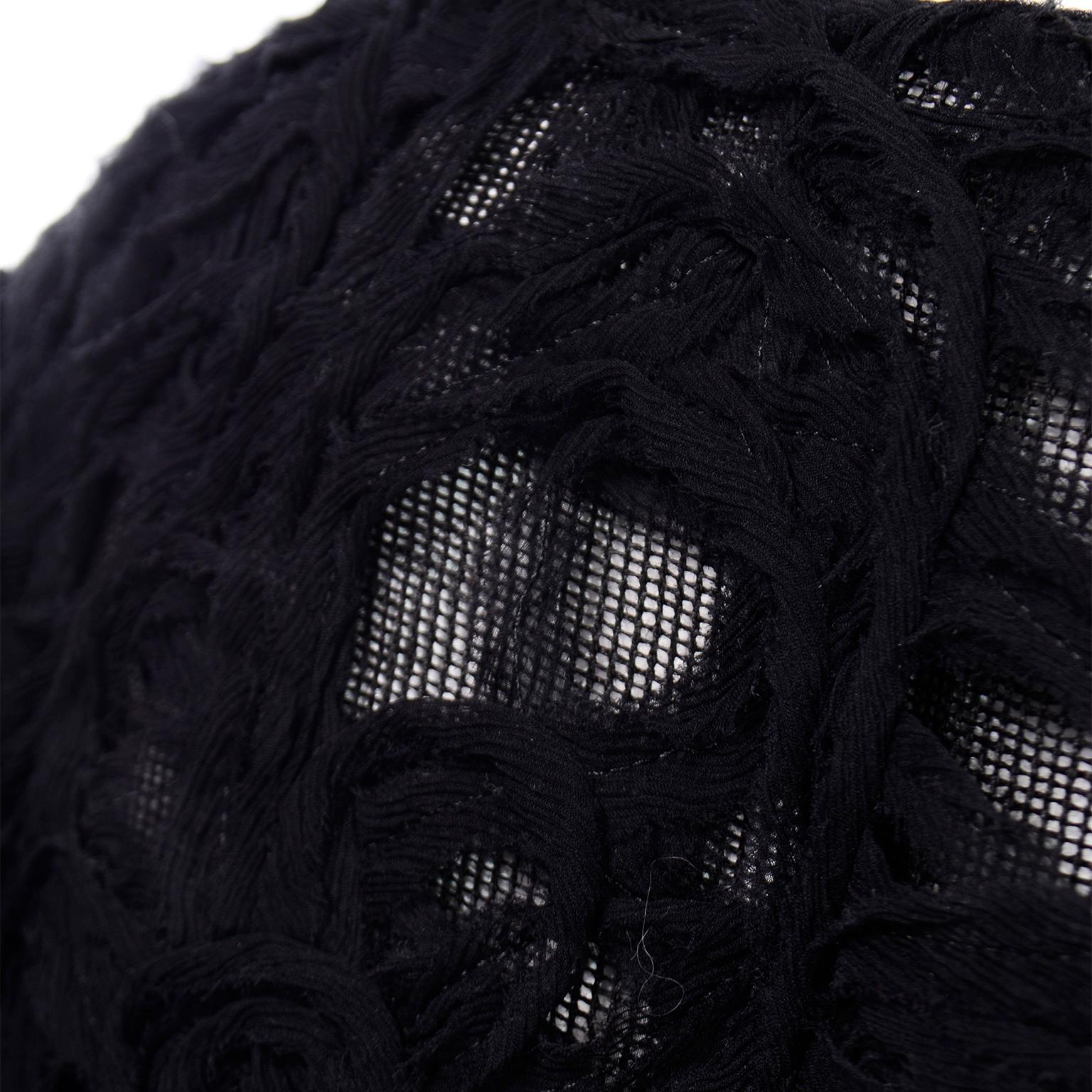 Alberta Ferretti Black Linen and Silk Jacket Top W Soutache Style Detail & Mesh 5