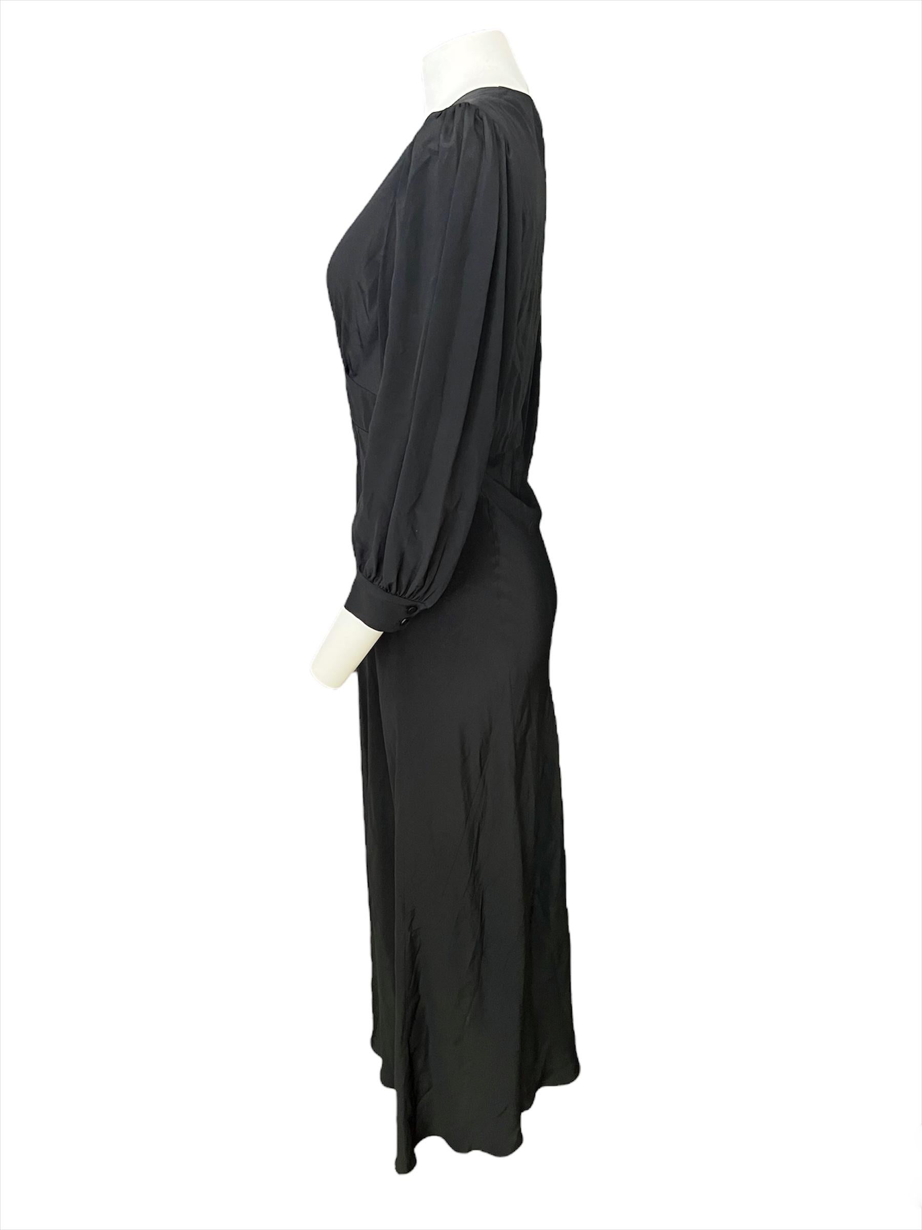 Alberta Ferretti Black Maxi Evening Dress, Size 6 In Excellent Condition For Sale In Beverly Hills, CA