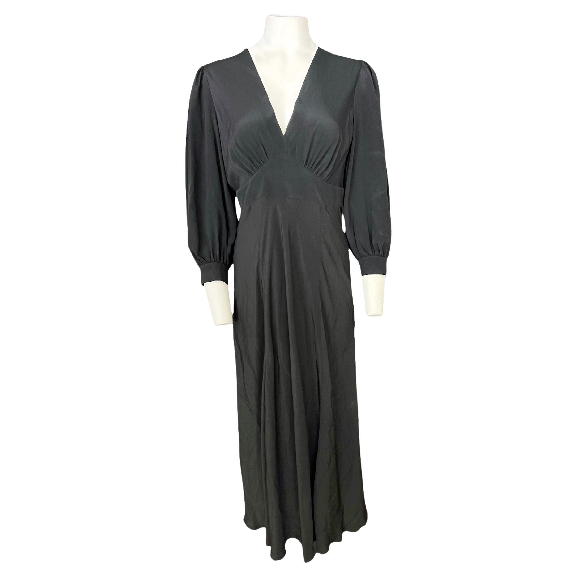 Alberta Ferretti - Robe longue de soirée noire, taille 6 en vente