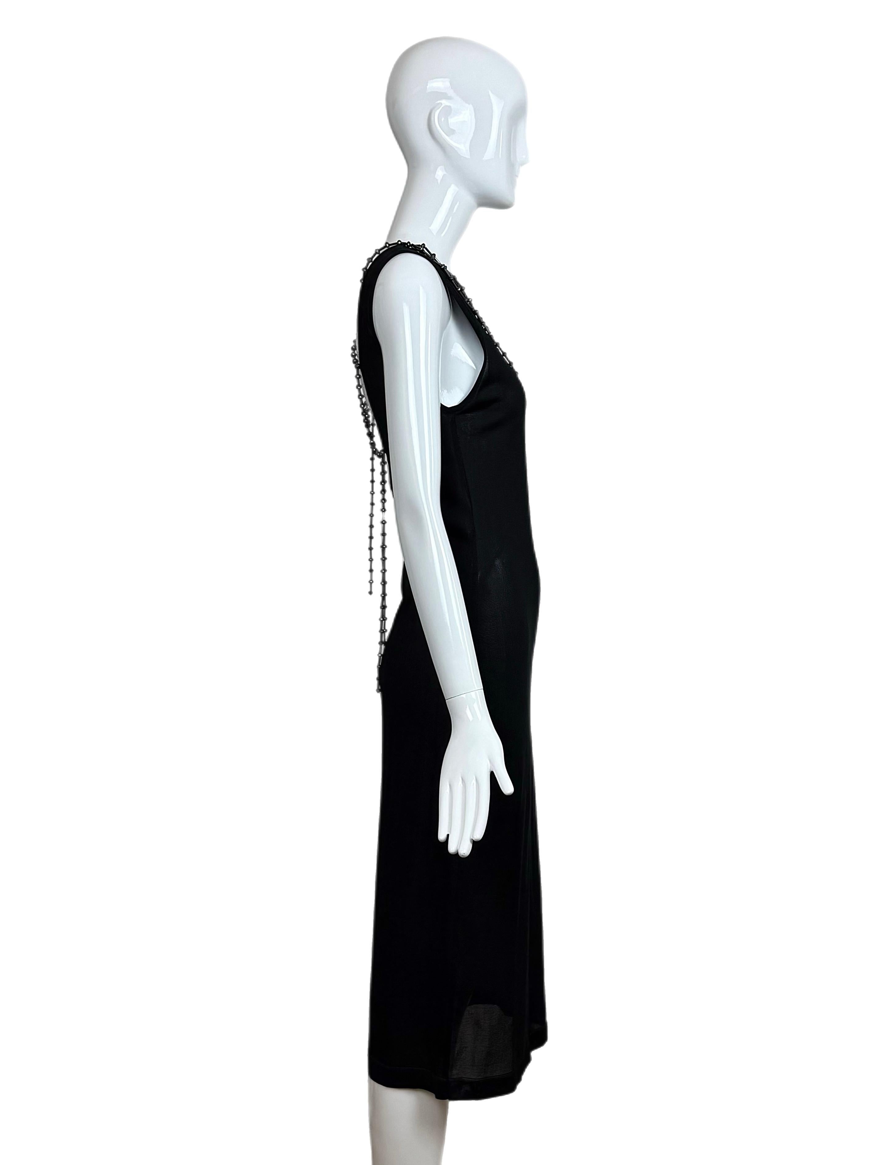 ALBERTA FERRETTI Black Ornate Multi Layered Chain Dress Anthracite Crystal Chain im Angebot 1