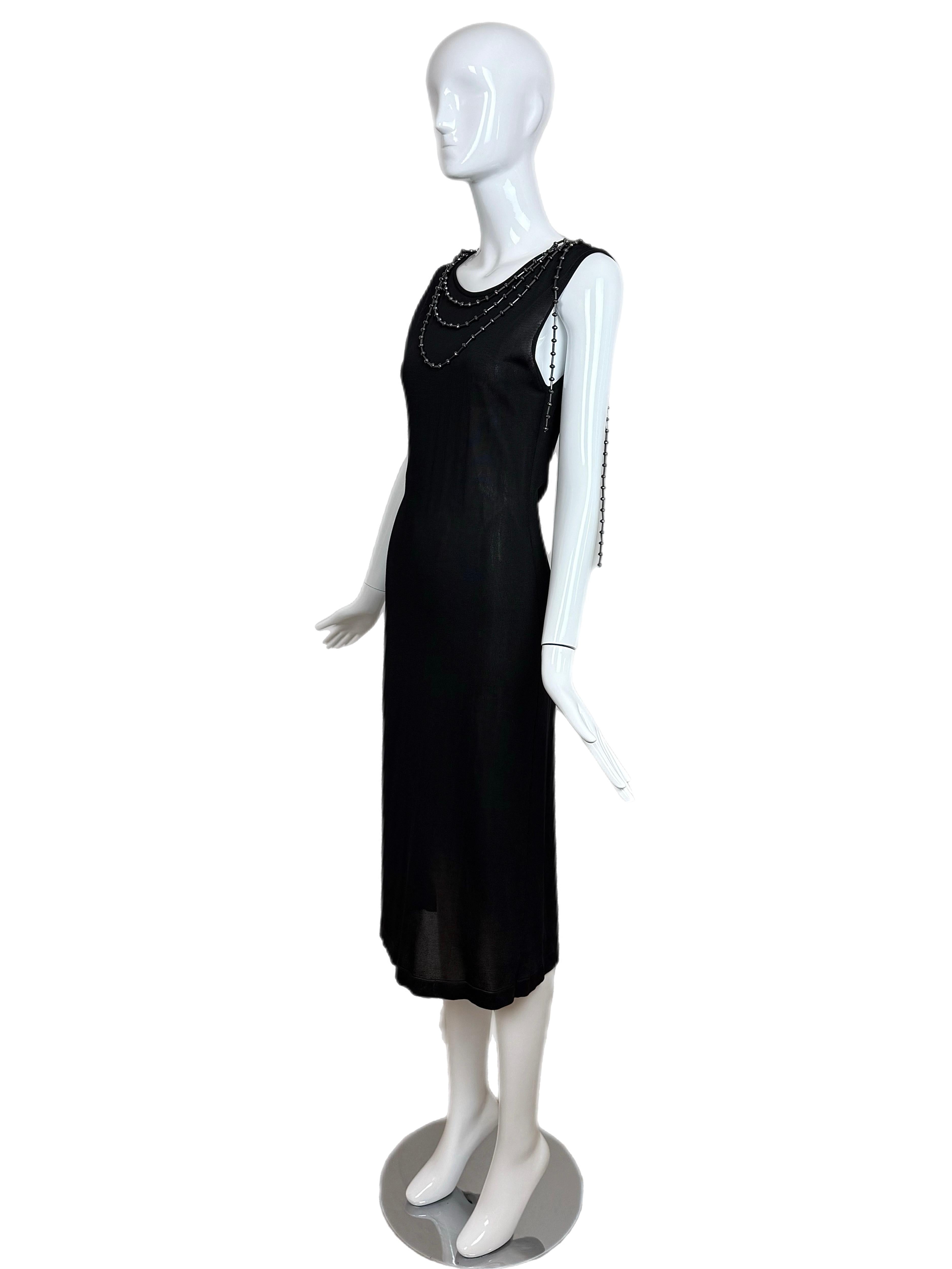 ALBERTA FERRETTI Black Ornate Multi Layered Chain Dress Anthracite Crystal Chain im Angebot 3