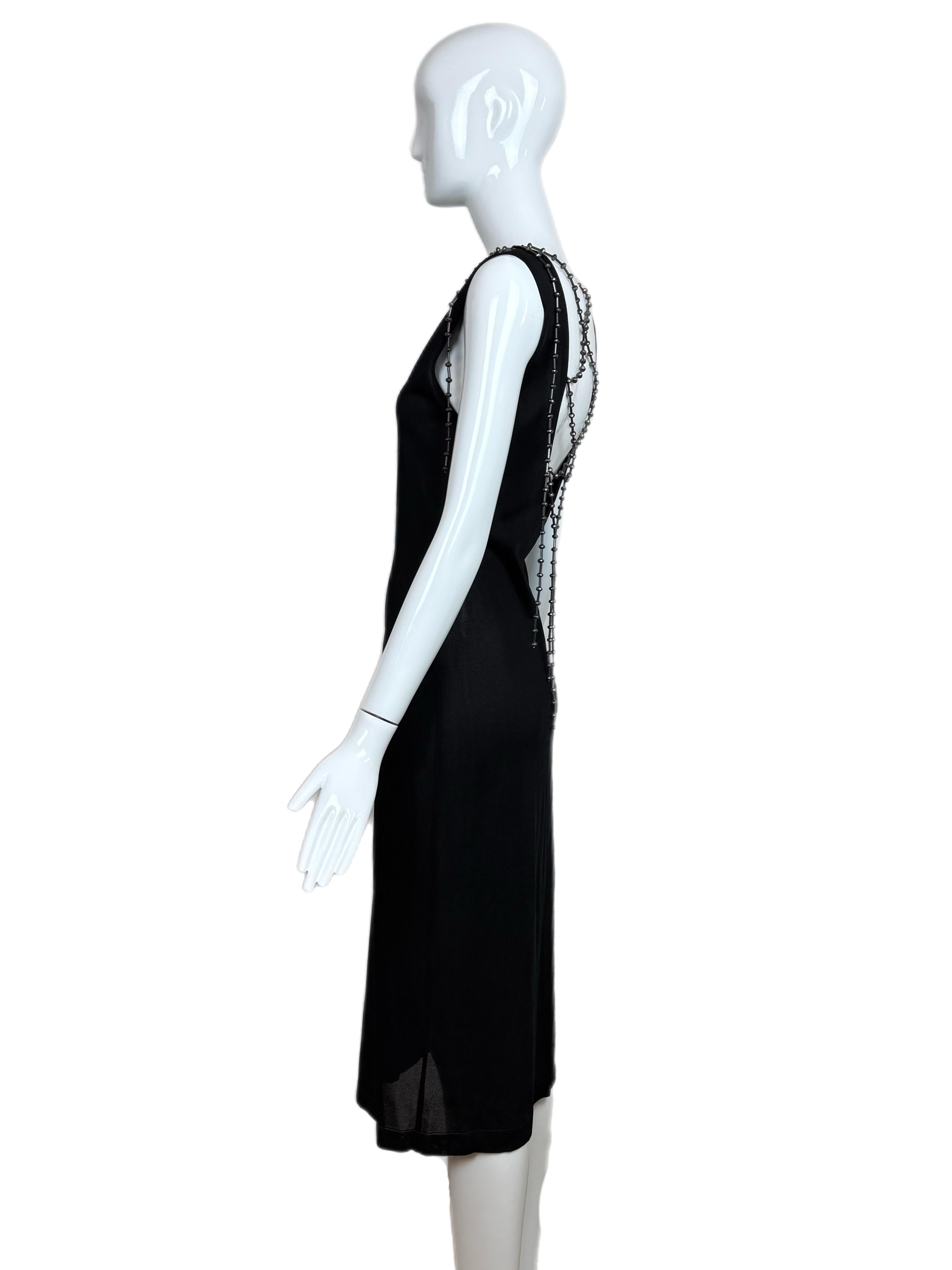 ALBERTA FERRETTI Black Ornate Multi Layered Chain Dress Anthracite Crystal Chain im Angebot 4