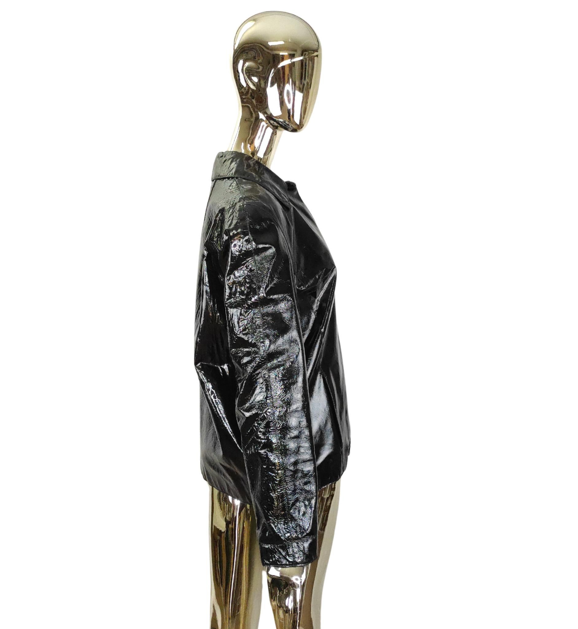Alberta Ferretti black patent leather jacket In Good Condition For Sale In Milano, IT