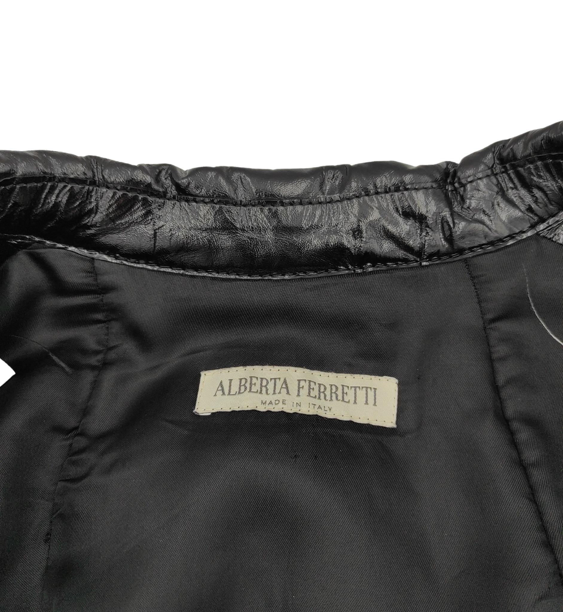 Alberta Ferretti black patent leather jacket For Sale 4