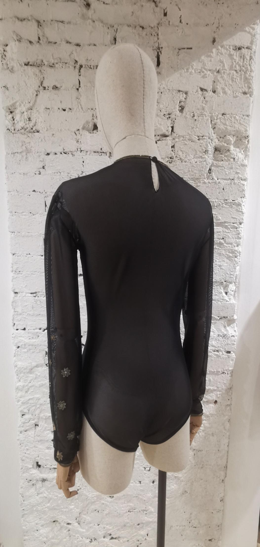 Alberta Ferretti black see through swarovski and beads body In Excellent Condition For Sale In Capri, IT