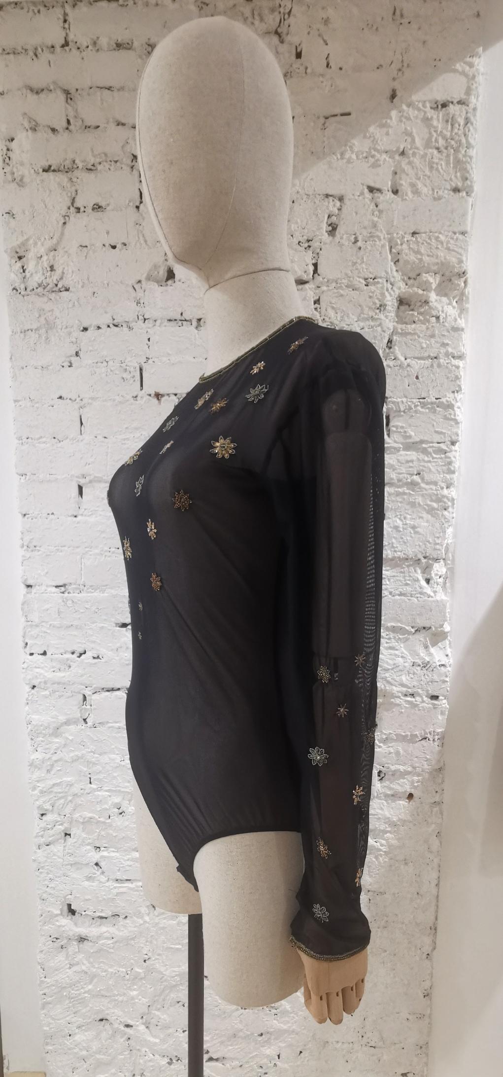 Women's Alberta Ferretti black see through swarovski and beads body