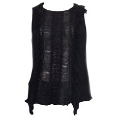 ALBERTA FERRETTI camicia senza maniche in seta nera SHEER FRINGED 42 M