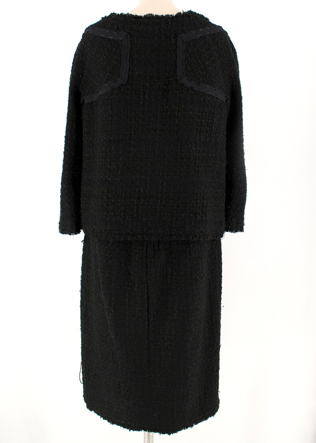 Alberta Ferretti Black Tweed Jacket & Skirt	- Size US 8 In Good Condition For Sale In London, GB