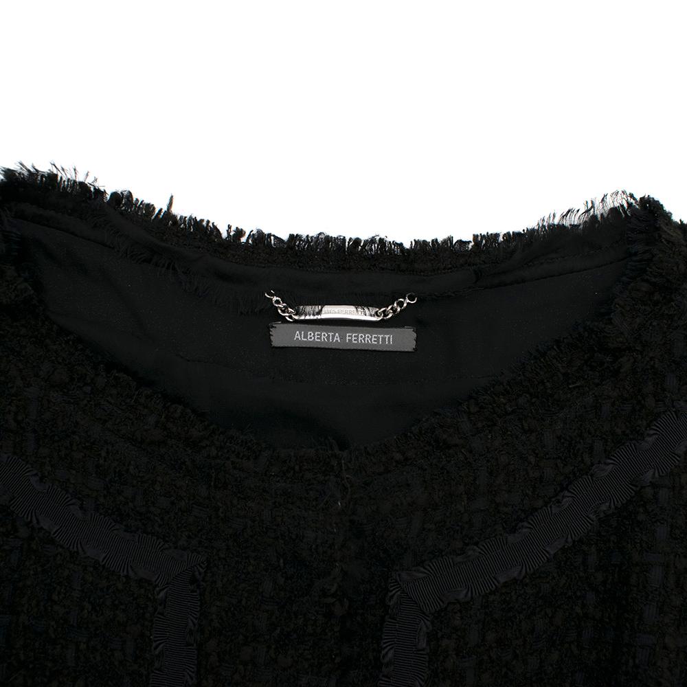 Women's Alberta Ferretti Black Tweed Jacket & Skirt	- Size US 8 For Sale